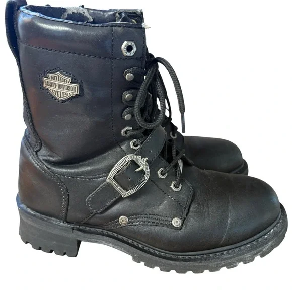 Vintage Harley-Davidson 91003 Men's Leather Harness‎ Boots Black Size 9 Moto - Picture 3 of 9